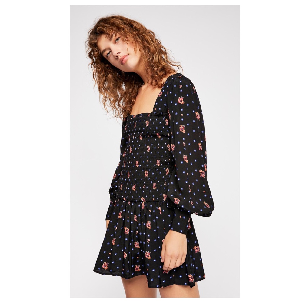 FREE PEOPLE BOHO FLOWY LONG SLEEVES MINI DRESS A2C - Picture 13 of 16